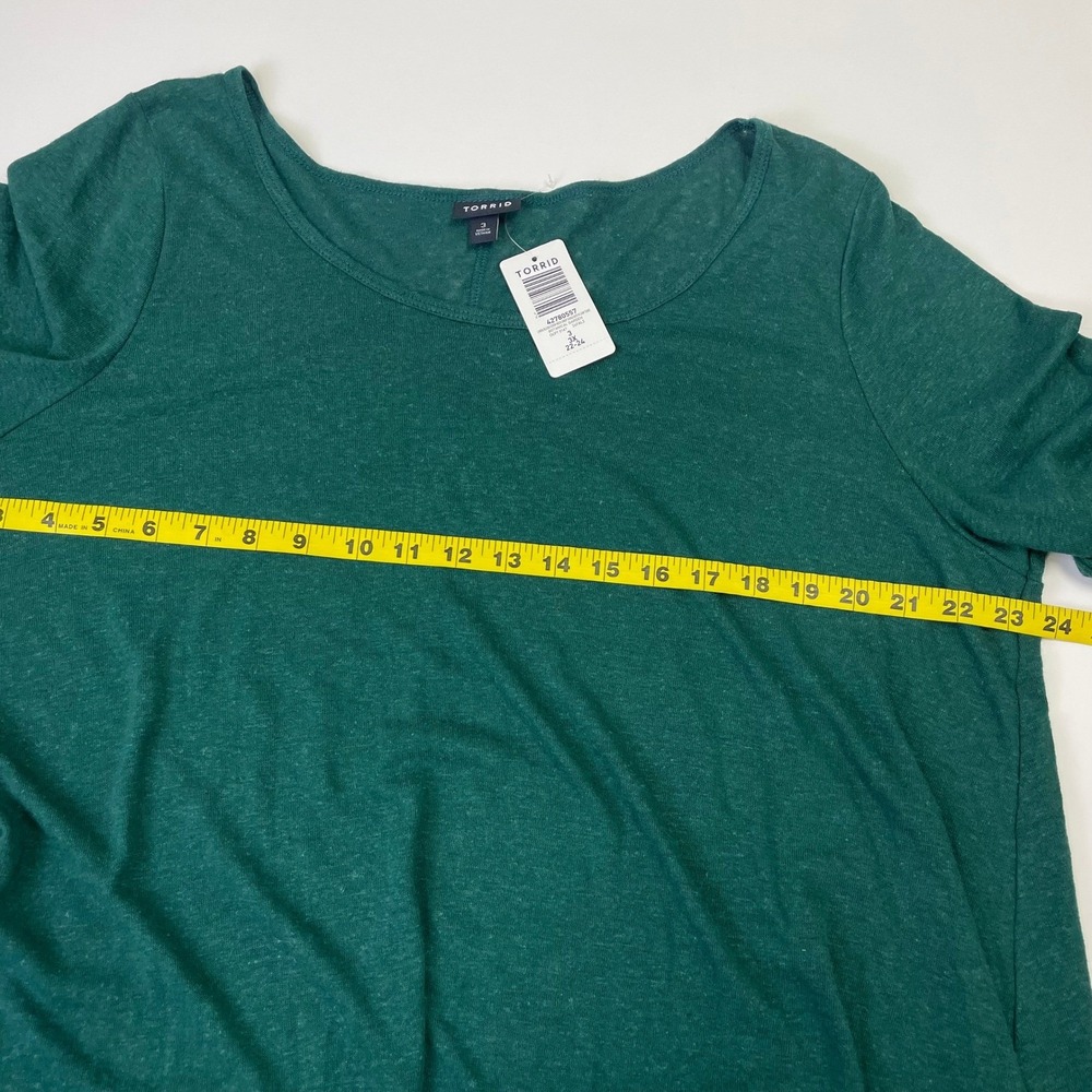 NEW Torrid Green Linen Blend Drop Shoulder Hi-Low Tunic Top 3 3X 22-24 - Picture 12 of 15